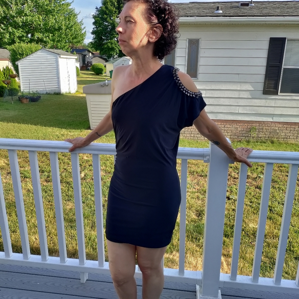 Punk Spiked Shoulder Dress